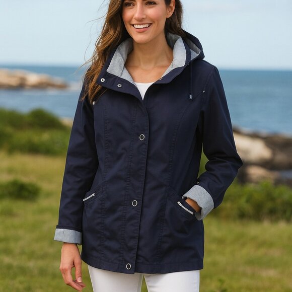 Mackintosh New England Rain or Shine Jacket with Detachable Hood Lined Navy Blue - Picture 2 of 15